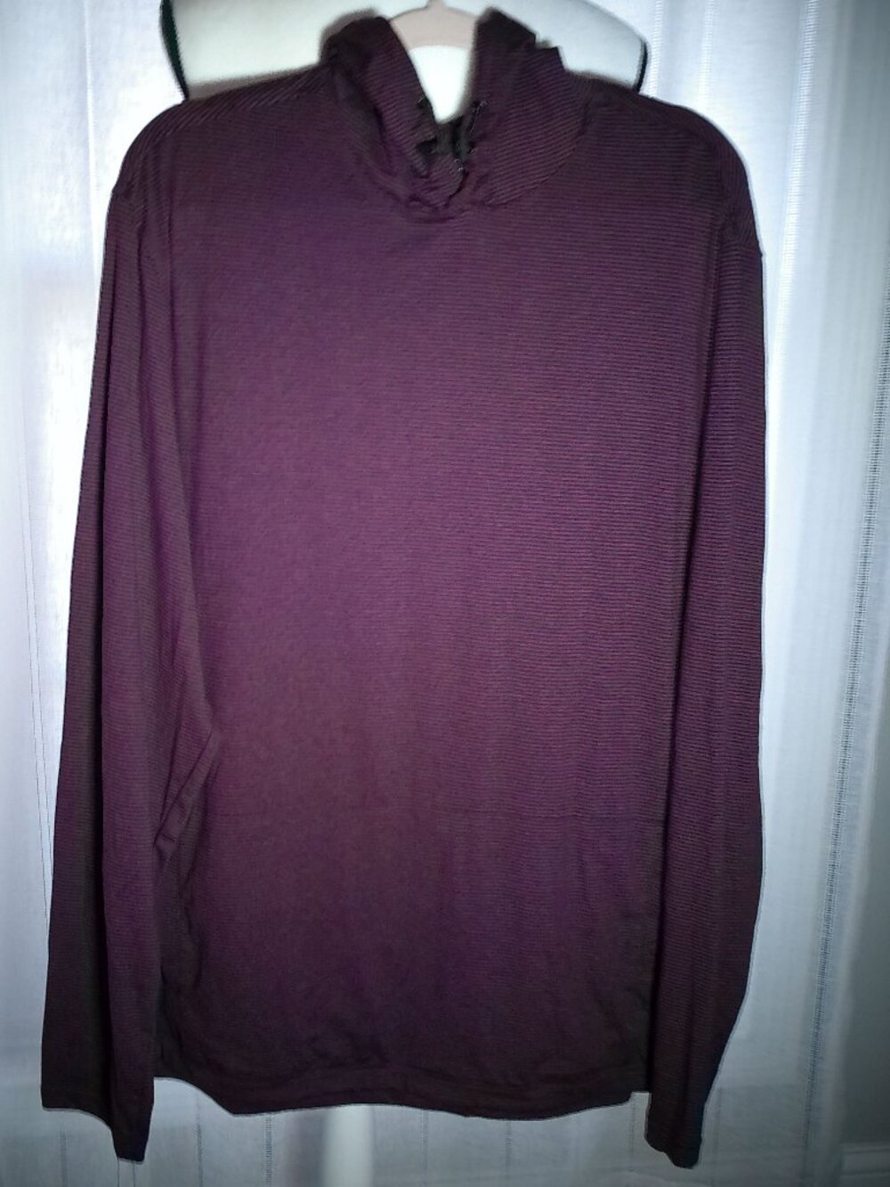 01.ALGO Performace Men's Tee Hooded Quick Dry UVSP 40 Purple w/Black Stripes XL